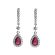 Drop Shaped Ruby Dangling Earrings with Diamond Halo in 18K White Gold
