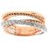 Two Tone Crossover Fashion Ring with a Row of Diamond Rounds Set in 18K White Gold Overlapping 18K Rose Gold in Solid and Rope Design