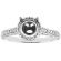 Semi Mount Engagement Ring with Round Halo and Preset Diamonds in 18k White Gold