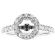 Semi Mount Round Halo Engagement Ring with Filigree Detail and Diamonds Set in 18k White Gold
