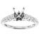Semi Mount 4-Prong Engagement Ring with Filigree Design and Diamonds Set in 18k White Gold