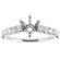 Semi Mount 6 Prong Engagement Ring with Diamonds Set in 18k White Gold