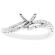 Semi Mount 4 Prong Wavy Crossover Ring with Twist Design of Diamonds in 18k White Gold