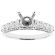 Semi-Mount Three Side Engagement Ring with Channel Set Diamonds Bordered By Beaded Milgrain in 18k White Gold