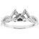 Semi Mount Twist Shank Engagement Ring with Diamonds in 18k White Gold