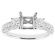 Semi Mount Three Stone Triple Side Engagement Ring with Princess Cut and Round Diamonds Bordered by Beaded Milgrain in 18kt White Gold