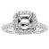 Semi Mount Square Halo Triple Side Engagement Ring with Micro Pave Set Diamonds All Around in 18kt White Gold