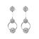Double Step Dangling Earring with Clusters of Diamonds in 18kt White Gold