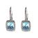 Rectangle Cushion Aquamarine Leverback Dangling Earrings with Diamond Halo in 18K White Gold