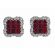 Ruby Square Stud Earrings with Wavy Diamond Border Set in 18K White Gold