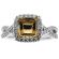 Square Cushion Halo Twist Band 0.45ct Diamond Semi Mount Engagement Ring for a Fancy Yellow Center 18kt White gold