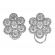 Flower Design Cluster, French Clip Back Diamond Earrings in 18k White Gold