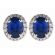 Oval Genuine Sapphires with Diamond Halo Post Push Back Earrings 18kt White Gold