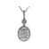 Dangling Oval Pendant with Prong Set Diamond Rounds Surrounded by Diamond Halo in 18k White Gold