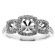 3 Stone Halo Single Row Shank Diamond Engagement Ring Semi Mount
