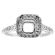 Square Halo Tiered Bottom Single Row Diamond Engagement Ring Semi Mount