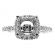 Square Halo Filigree Sides Single Row Shank Diamond Engagement Ring Semi Mount