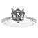 Graduating Shank Decorated Crown Semi Mount Diamond Engagement Ring in 18k White Gold
