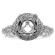 Semi-Mount Crossover Twist Shank Engagement Ring with a Round Halo and Diamonds Set in 18k White Gold