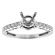 Micro Prong Thin One Row, Scroll Design Sides, Diamond Engagement Semi Mount White Gold Ring Setting
