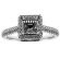 Square Halo, Pave Shank, Diamond Engagement Semi Mount White Gold Ring Setting