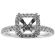 Octagon Halo, Thin Shank, Diamond Engagement Semi Mount White Gold Ring Setting