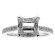 Four Prong Head with Diamonds, Single Row Shank, Diamond Engagement Semi Mount White Gold Ring