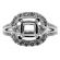 Split Shank continuous to square Halo, Miligrain, 3 stone Look, Diamond Engagement Semi Mount White Gold Ring Setting