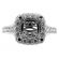 Square Halo, Single to Double Row Graduating Diamond Shank, Engagement Semi Mount White Gold Ring Setting
