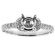 Single Row Adorned by half Halo Crown, Milligrained Filigree Side Profile, Diamond Engagement Semi Mount White Gold Ring Setting