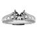 Center Baguettes, Pave Set Borders Diamond Semi Mount Engagement Ring Setting