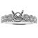 Single Row With Halo Style Shank, Diamond Semi Mount Engagement Ring Setting