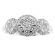 3 Stone Right Hand Fashion Ring with Clusters of Diamonds Surrounded by Diamond Halos in 18K White Gold
