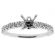 Single Row Thin Semi Mount Engagement Ring in 18k White Gold