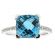 Cushion Cut Blue Topaz Right Hand Fashion Ring with Diamond Rounds Set in 18K White Gold