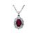 Ruby Pendant with Prong Set Diamond Rounds Halo in 18K White Gold