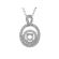 Double Halo Solitaire Pendant with Diamond Rounds and Inner Border of Beaded Milgrain in 18k White Gold