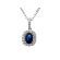 Oval Sapphire Pendant with Diamond Halo in 18K White Gold