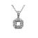 Square Solitaire Pendant with Halo of Round Diamonds Set in 18k White Gold