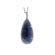 Drop Shaped Blue Sapphire Polki Pendant with Halo of Diamonds Set in 14k White Gold