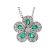 Drop Shaped Emeralds and Diamond Rounds in 18K White Gold Flower Pendant with Beaded Milgrain Engraved