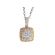 Two Tone Square Pendant with Cluster of Diamonds in 18k White Gold Bordered by Diamond Halo in 18k Yellow Gold