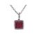 Square Ruby Pendant with Single Diamond Halo Set in 18K White Gold