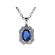 Pendant with Sapphire Center Surrounded by Diamond Rounds and Beaded Milgrain in 18K White Gold