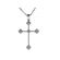 Cross Pendant with Clover Shaped Tips of Bezel Set Diamond Rounds Connected by Beaded Milgrain in 18k White Gold
