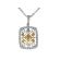 Two Tone Rectangle Pendant with Fancy Yellow Diamonds, Diamond Rounds, and Decorative Filigree in 18k White and Yellow Gold