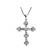 Cross Pendant with Paired Diamond Rounds Connects by Diamond Baguettes in 18k White Gold