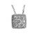 Square Pendant with Cluster of Round Diamonds Bordered by Halo of Round Diamonds in 18k White Gold