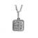 Square Pendant with Cluster of Diamonds Surrounded by Halo in 18k White Gold