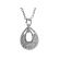 Drop Shape Graduated Pendant with Double Row of Diamond Rounds Set in 18k White Gold